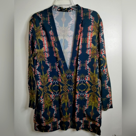 Etro (Size 48) Multicolor Jacquard Patterned LS Button Down Front Pocket Jacket